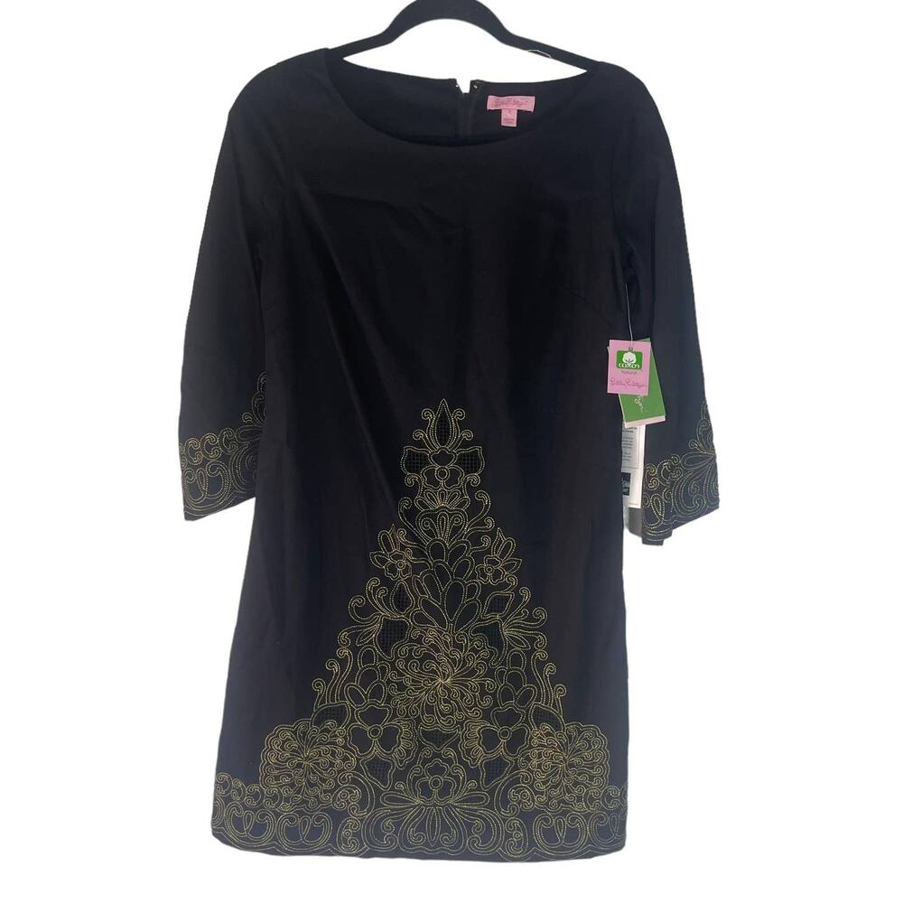 Lilly Pulitzer NWT Size 2‎ XS Shauna Black Gold Embroidered Tunic Dress